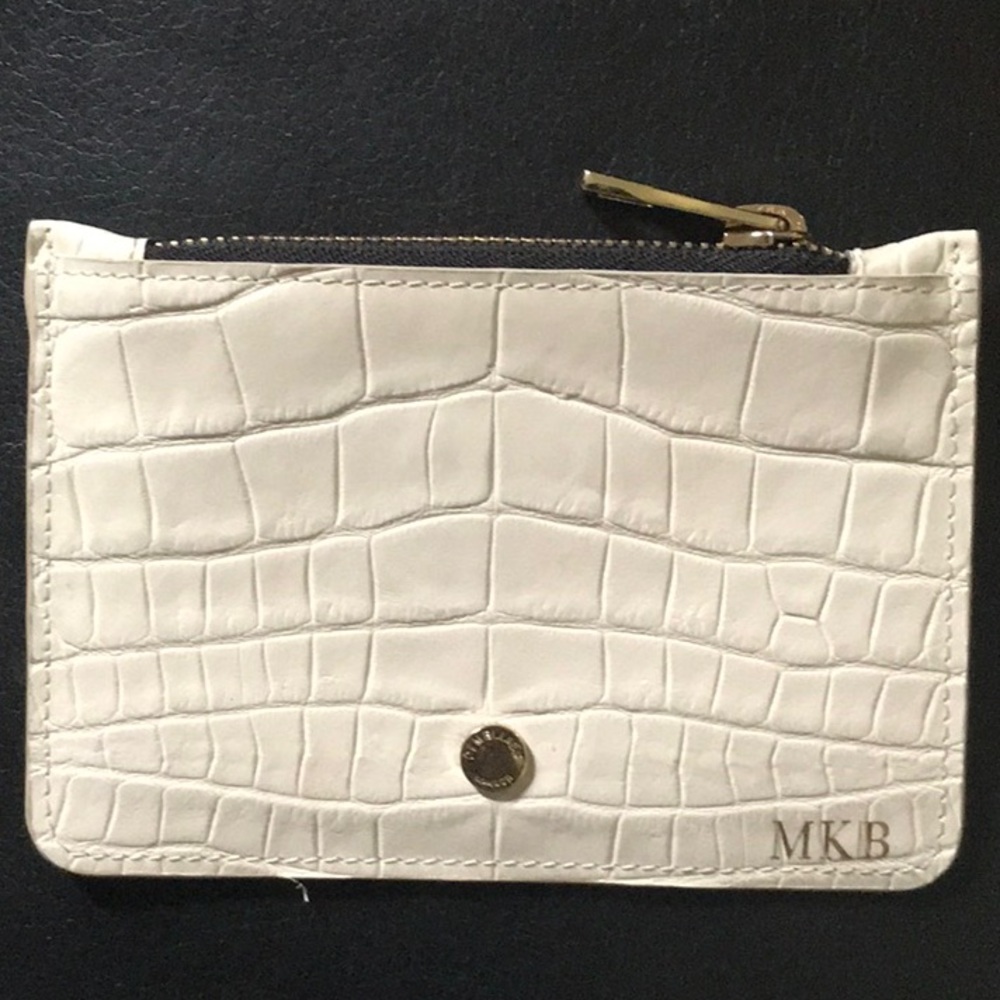 DeMellier White Croc-Embossed Wallet with Gold Accents